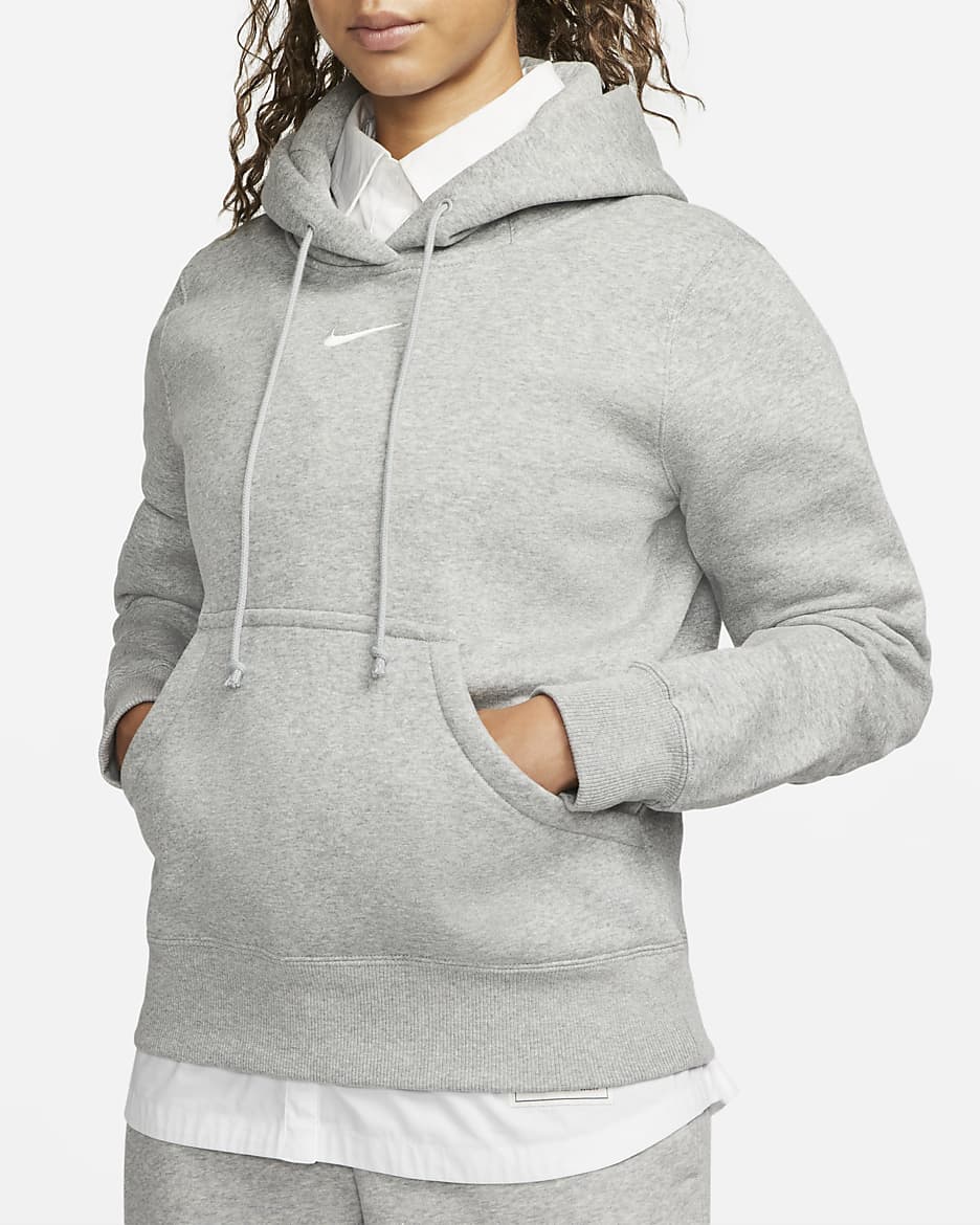 Grey nike pullover shops hoodie women's